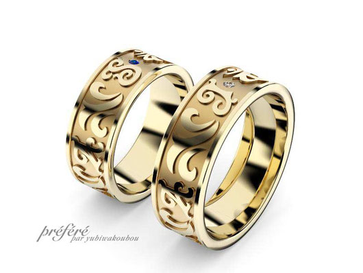 梵字を入れた結婚25周年記念の結婚指輪を福井市でお探しなら